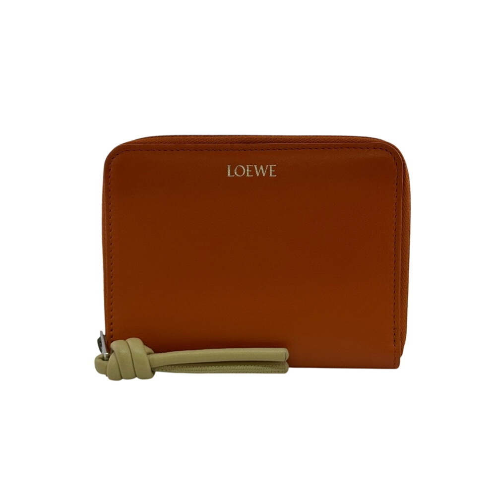 LOEWE Knot Compact Zip Wallet, Bi-fold Orange